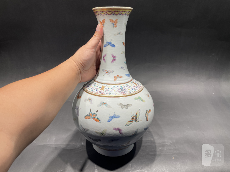 清光绪 粉彩百蝶纹赏瓶 - 图5